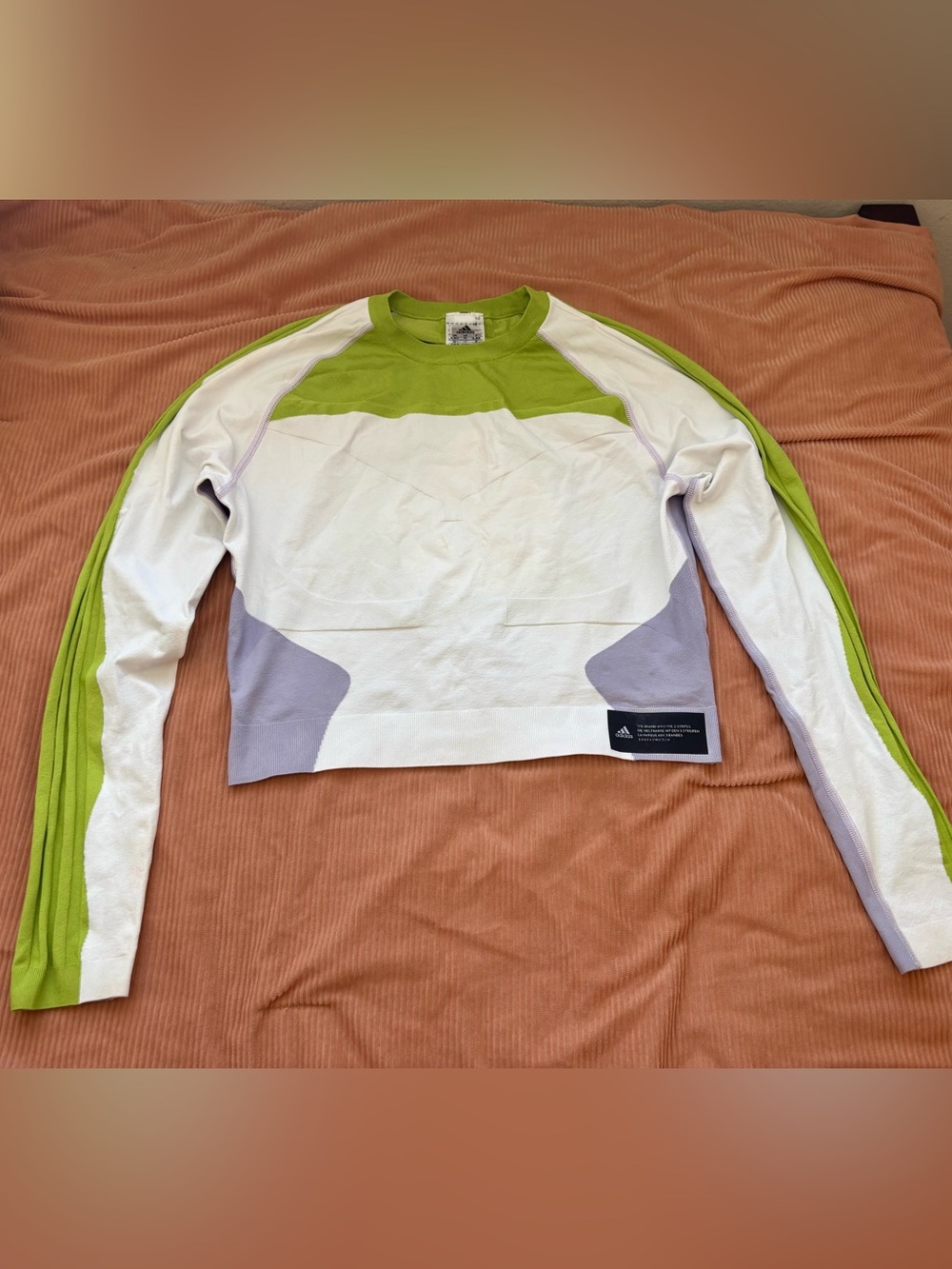 adidas Colorblock Crop Top - Lavender, White, Orange
